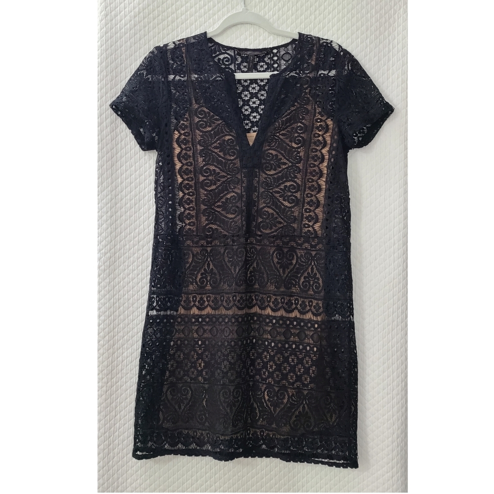BCBG Maxazria black lace dress with lining